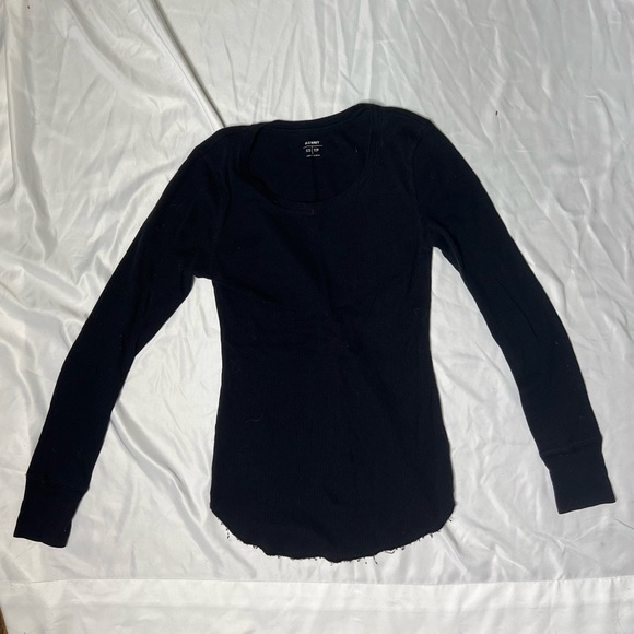 Black Thermal Long Sleeve Tee Shirt - Picture 1 of 3